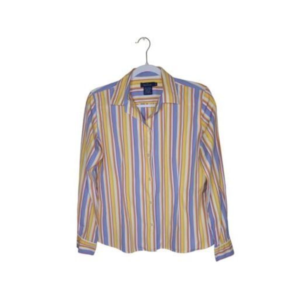 Faconnable Women's Long Sleeves Button Up Cotton Striped Multicolor Shirt Size M